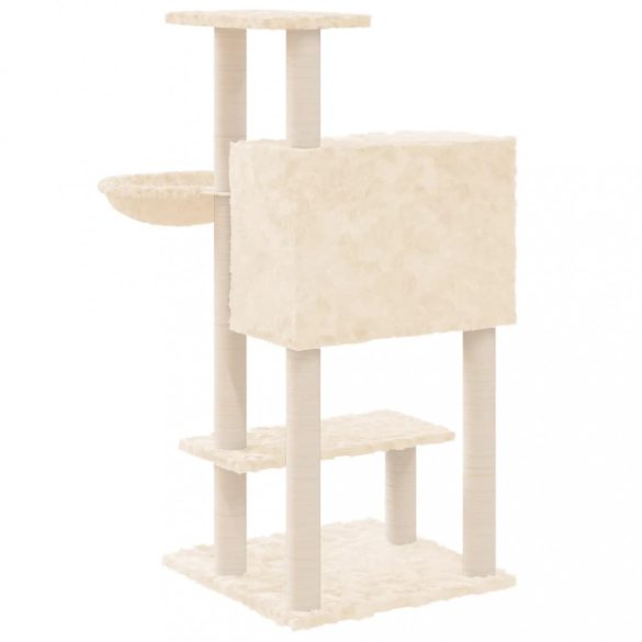 krémszínű macskabútor szizál kaparófákkal 108,5 cm