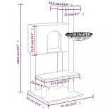világosszürke macskabútor szizál kaparófákkal 108,5 cm