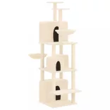 krémszínű macskabútor szizál kaparófákkal 180 cm