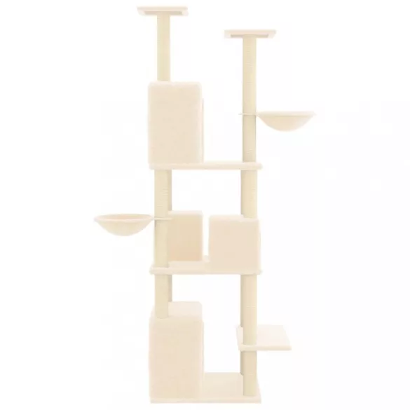 krémszínű macskabútor szizál kaparófákkal 180 cm