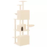 krémszínű macskabútor szizál kaparófákkal 180 cm