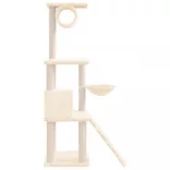 krémszínű macskabútor szizál kaparófákkal 131 cm