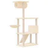 krémszínű macskabútor szizál kaparófákkal 131 cm