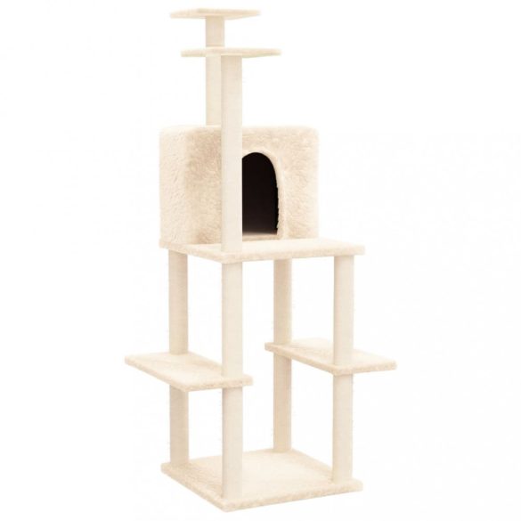 krémszínű macskabútor szizál kaparófákkal 144,5 cm