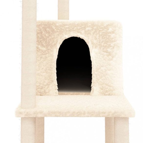 krémszínű macskabútor szizál kaparófákkal 144,5 cm