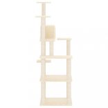 krémszínű macskabútor szizál kaparófákkal 153 cm