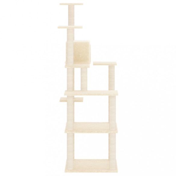 krémszínű macskabútor szizál kaparófákkal 153 cm