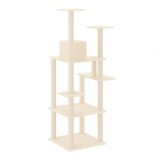 krémszínű macskabútor szizál kaparófákkal 153 cm