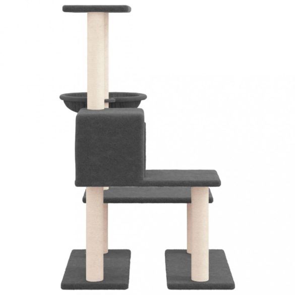 sötétszürke macskabútor szizál kaparófával 94,5 cm