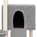 világosszürke macskabútor szizál kaparófákkal 96 cm