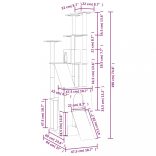 sötétszürke macskabútor szizál kaparófákkal 190 cm