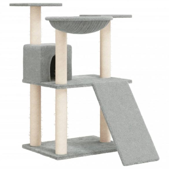 világosszürke macskabútor szizál kaparófákkal 83 cm