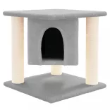világosszürke macskabútor szizál kaparófákkal 37 cm