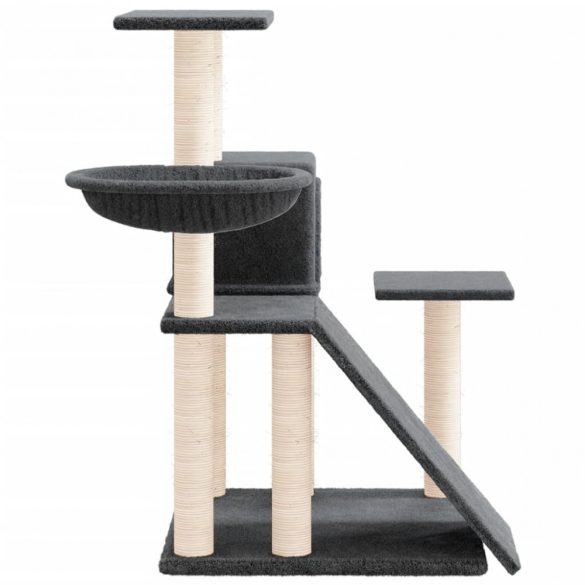 sötétszürke macskabútor szizál kaparófával 82 cm