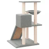 világosszürke macskabútor szizál kaparófákkal 82 cm