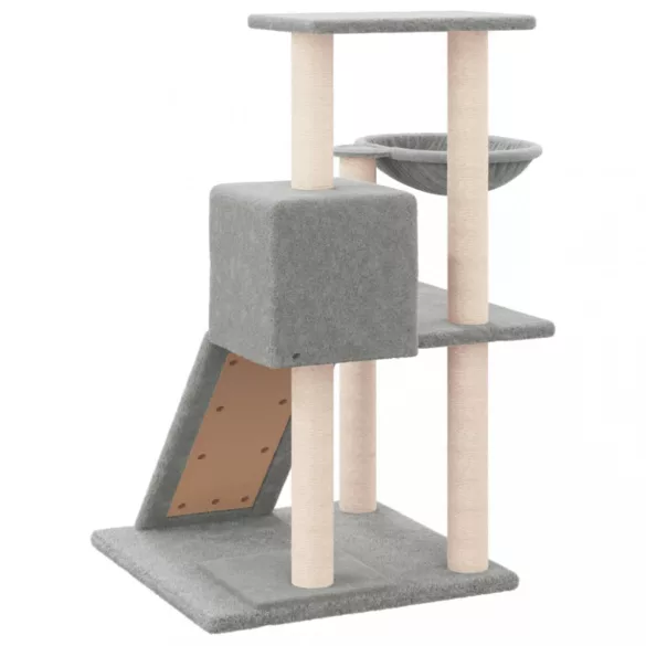 világosszürke macskabútor szizál kaparófákkal 82 cm