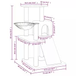 világosszürke macskabútor szizál kaparófákkal 82 cm