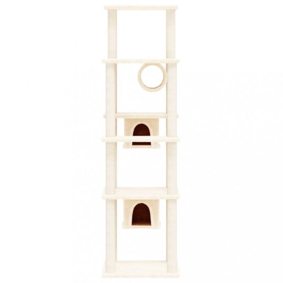 krémszínű macskabútor szizál kaparófákkal 169 cm