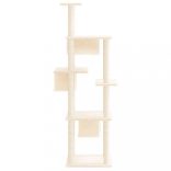 krémszínű macskabútor szizál kaparófákkal 169 cm