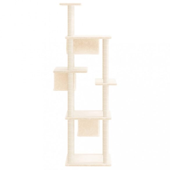 krémszínű macskabútor szizál kaparófákkal 169 cm