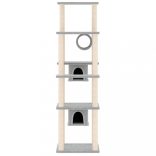 világosszürke macskabútor szizál kaparóoszlopokkal 169 cm