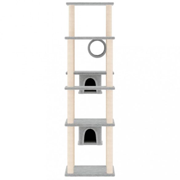 világosszürke macskabútor szizál kaparóoszlopokkal 169 cm
