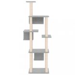 világosszürke macskabútor szizál kaparóoszlopokkal 169 cm