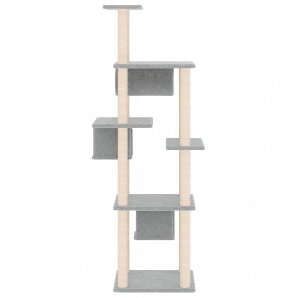 világosszürke macskabútor szizál kaparóoszlopokkal 169 cm