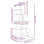 sötétszürke macskabútor szizál kaparóoszlopokkal 166 cm