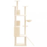 krémszínű macskabútor szizál kaparófákkal 175 cm