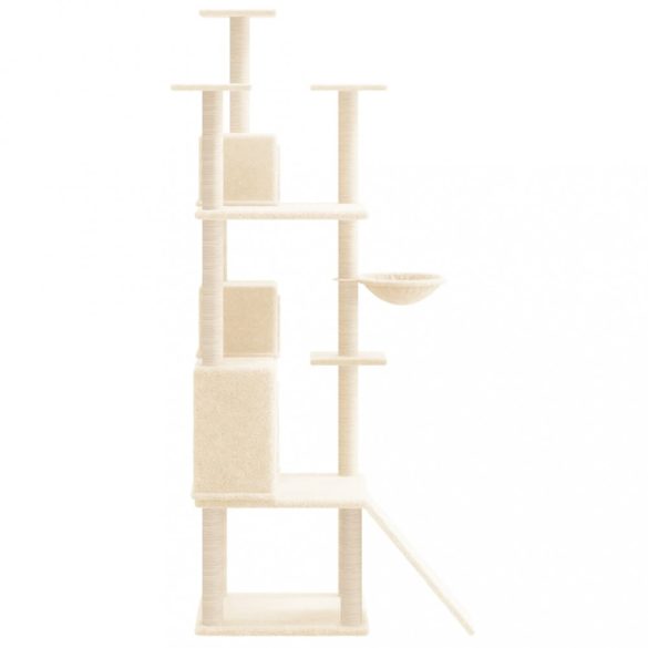 krémszínű macskabútor szizál kaparófákkal 175 cm