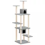 világosszürke macskabútor szizál kaparófákkal 176 cm