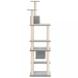 világosszürke macskabútor szizál kaparófákkal 176 cm