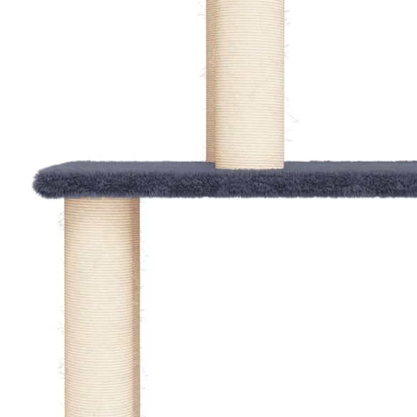 sötétszürke macskabútor szizál kaparófákkal 183 cm