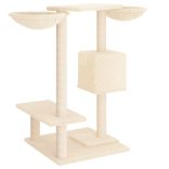 krémszínű macskabútor szizál kaparófákkal 82 cm