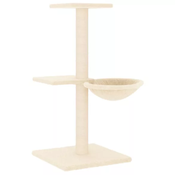 krémszínű macskabútor szizál kaparófákkal 72 cm