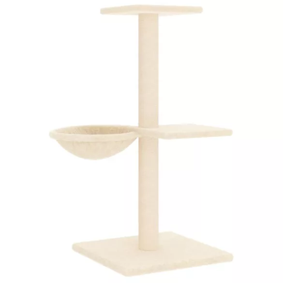 krémszínű macskabútor szizál kaparófákkal 72 cm