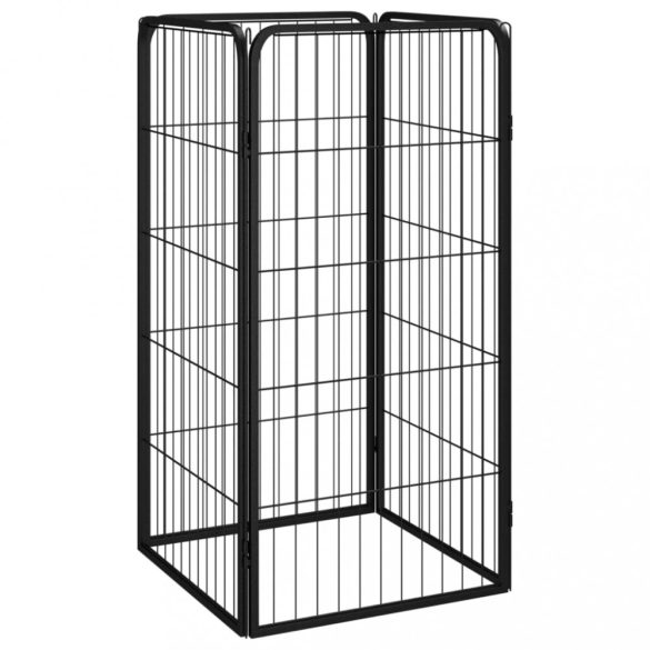 4 paneles fekete porszórt acél kutyakernel 50 x 100 cm