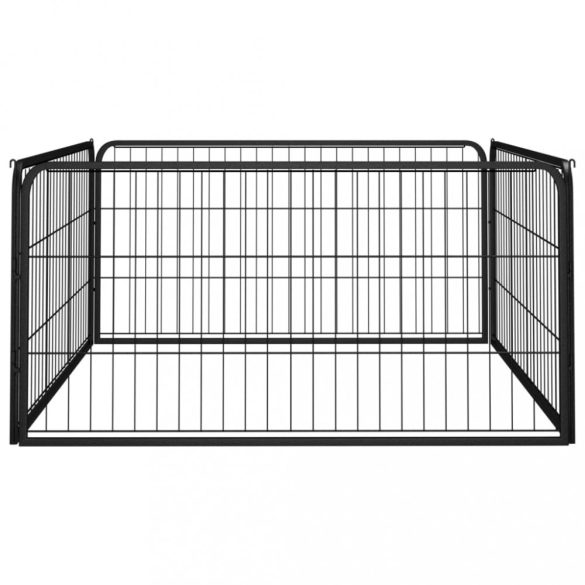 4 paneles fekete porszórt acél kutya járóka 100 x 50 cm