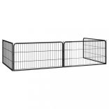 4 paneles fekete porszórt acél kutya járóka 100 x 50 cm
