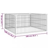 4 paneles fekete porszórt acél kutya járóka 100 x 50 cm