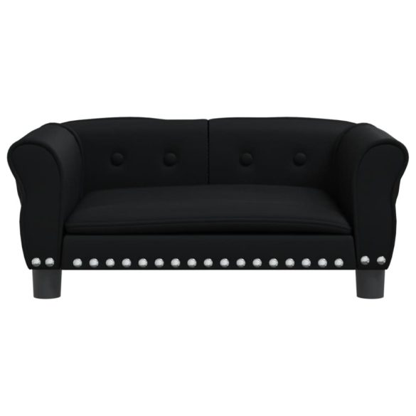 fekete műbőr kutyaágy 70 x 45 x 30 cm