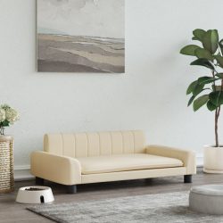 krémszínű szövet kutyaágy 90 x 53 x 30 cm