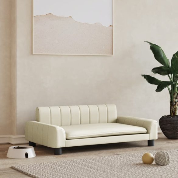 krémszínű műbőr kutyaágy 90 x 53 x 30 cm