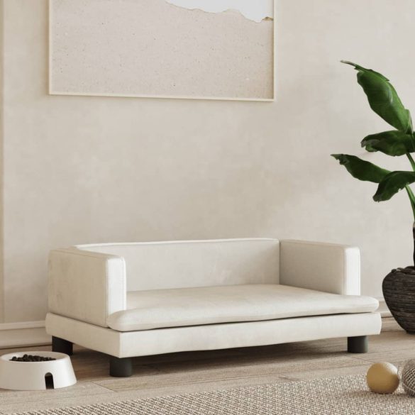 krémszínű bársony kutyaágy 80 x 45 x 30 cm