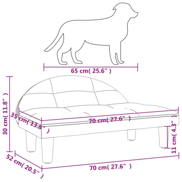 világosszürke szövet kutyaágy 70 x 52 x 30 cm