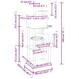 világosszürke macskabútor szizál kaparófákkal 180 cm