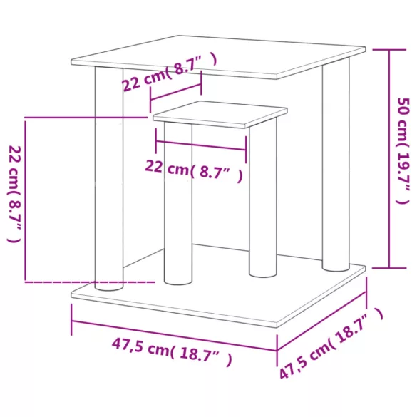világosszürke macskakaparófa emelvényekkel 50 cm
