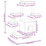 sötétszürke macskabútor szizál kaparófával 97,5 cm