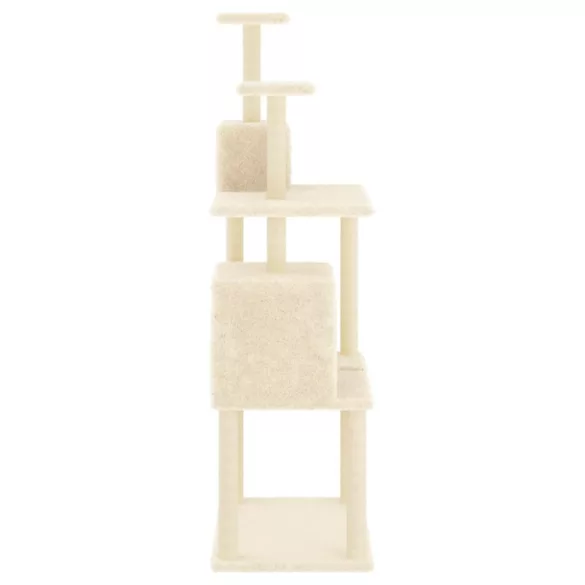 krémszínű macskabútor szizál kaparófákkal 167 cm